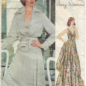 1970s Vintage VOGUE Sewing Pattern B34 Dress & Jacket (1044) BY Jerry Silverman VOGUE 1117