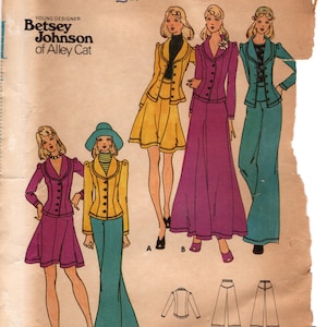 1973 Vintage Sewing Pattern B34″ JACKET SKIRT PANTS (1963) Butterick 3292 - Betsey Johnson of Alley Cat