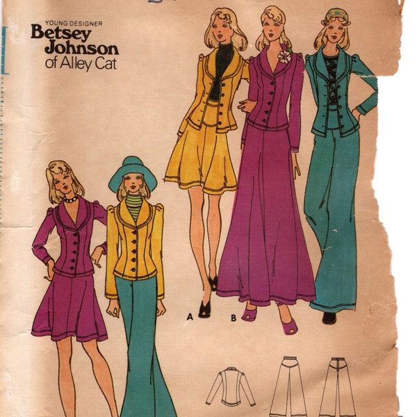 1973 Vintage Sewing Pattern B34″ JACKET SKIRT PANTS (1963) Butterick 3292 - Betsey Johnson of Alley Cat