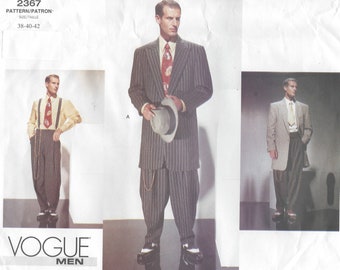 Vogue 2367 1940s Fashion ZOOT SUIT Mens Long Jacket Tapered Cuffed