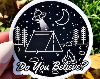 Alien Sticker, UFO Sticker, Camping Sticker, Do You Believe in Aliens, Einzigartiges Geschenk