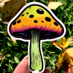 Magic Mushroom Sticker, Mushroom Sticker, Neon Sticker, Vinyl Sticker,