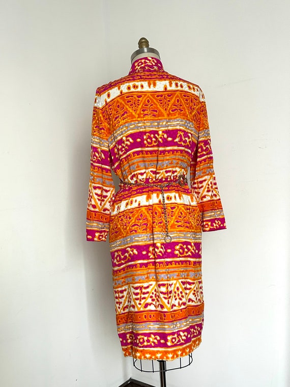 1980s 80s Givenchy Dress Orange and Pink Vibrant … - image 4