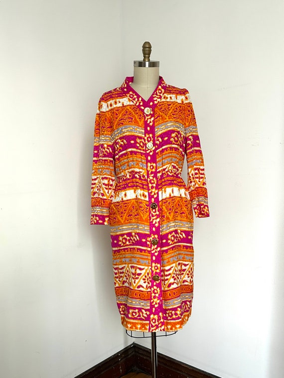 1980s 80s Givenchy Dress Orange and Pink Vibrant … - image 6