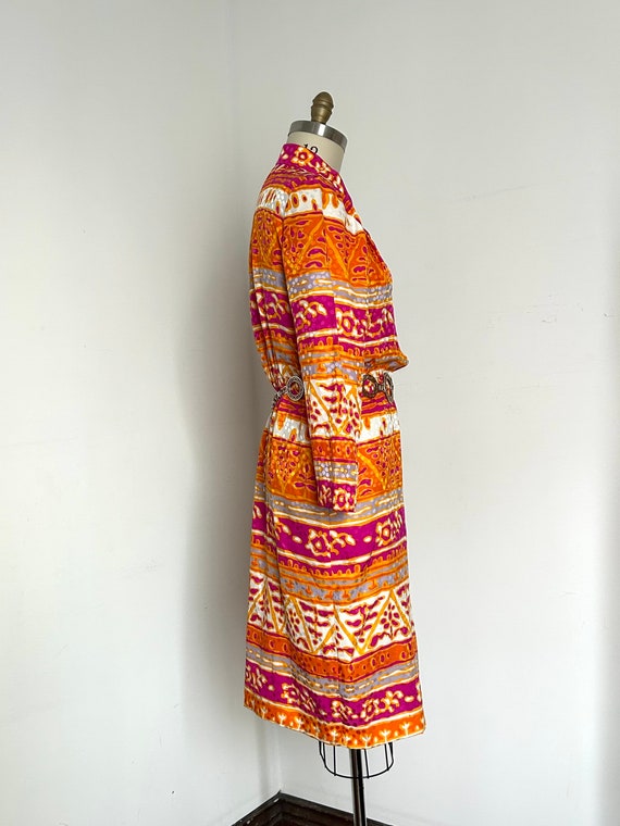 1980s 80s Givenchy Dress Orange and Pink Vibrant … - image 3