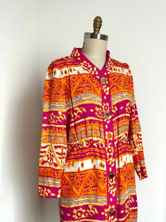 1980s 80s Givenchy Dress Orange and Pink Vibrant … - image 5