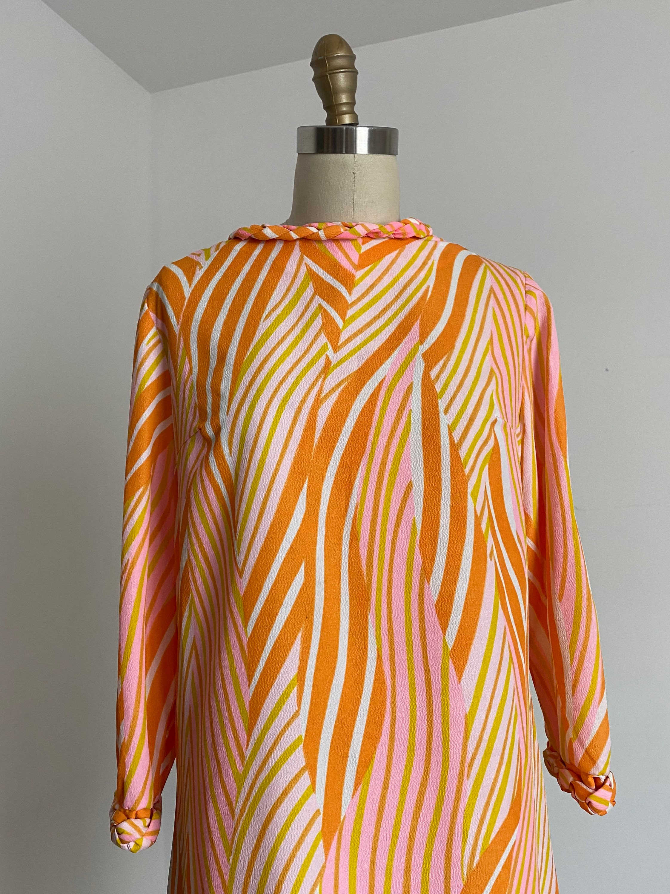 1960s Mod Pink and Orange Shift Dress With Braided Trim Etsy Canada