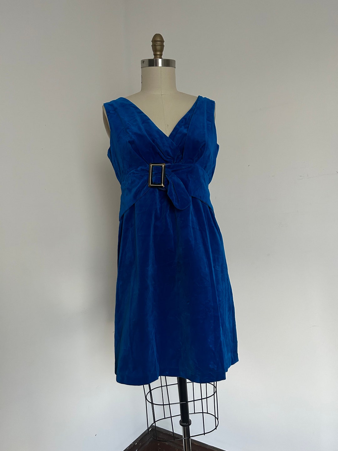 1960s Royal Blue Velvet Cocktail Dress Etsy