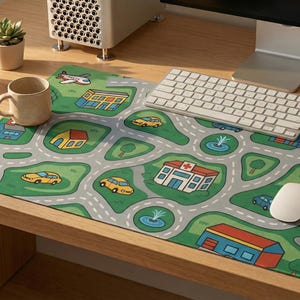 90's Nostalgia Car City Desk Mat