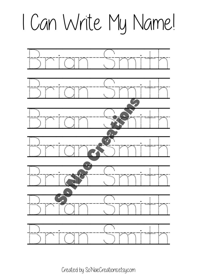 Personalized Name Tracing Sheet, Name Writing Practice, Name Tracing