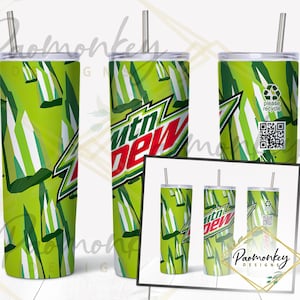 Mountain Dew Straight Skinny Tumbler 20 oz Sublimation Wrap | PNG Digital File | INSTANT DOWNLOAD