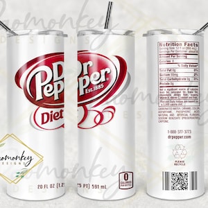 Diet Dr. Pepper Can Straight Skinny Tumbler 20 oz Sublimation Wrap | PNG Digital File | INSTANT DOWNLOAD