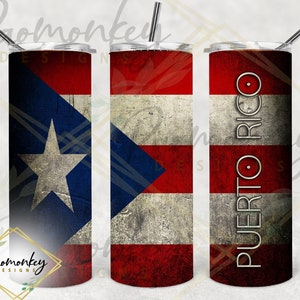 Puerto Rico | Boricua Flag | Skinny Tumbler 20 oz Sublimation Wrap | PNG Digital File | INSTANT DOWNLOAD
