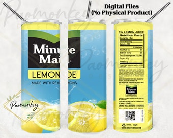 Minute Maid Lemonade Can Straight Skinny Tumbler 20 oz Sublimation Wrap | PNG Digital File | INSTANT DOWNLOAD