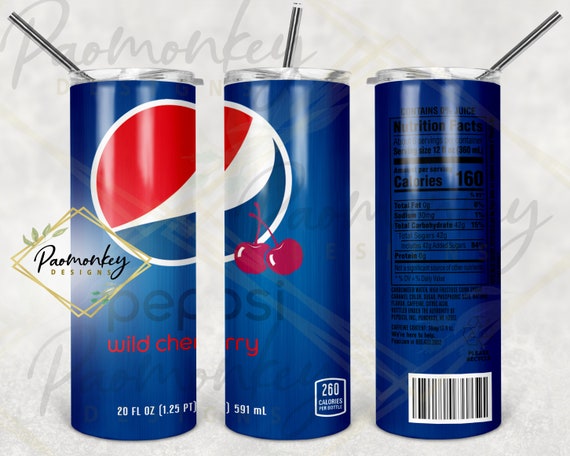Pepsi Cherry Cola Can Straight Skinny Tumbler 20 oz Sublimation Wrap | PNG Digital File | INSTANT DOWNLOAD