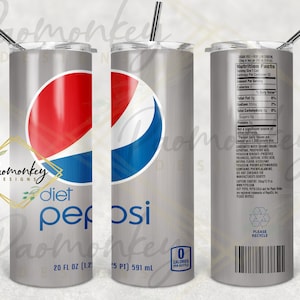 Diet Pepsi Cola Can Straight Skinny Tumbler 20 oz Sublimation Wrap | PNG Digital File | INSTANT DOWNLOAD