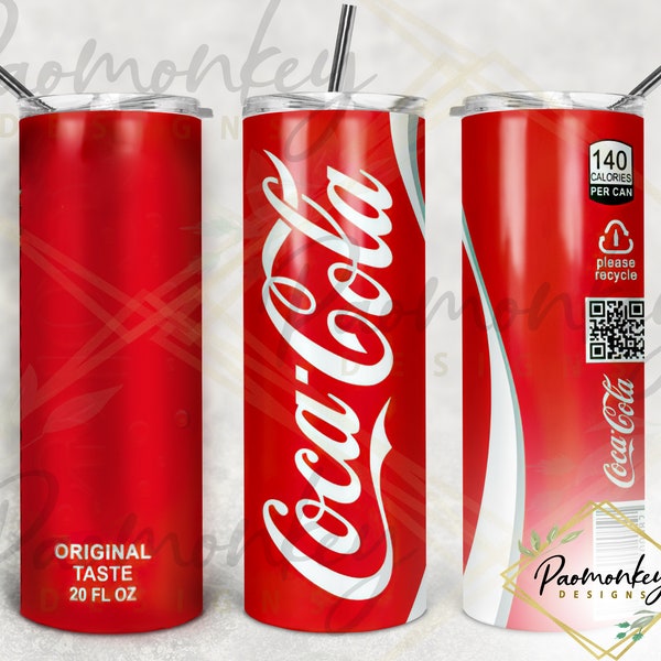 | Coca Cola Coke | La soude peut | Straight Skinny Tumbler 20 oz Sublimation Wrap | | de fichiers numériques PNG TÉLÉCHARGEMENT INSTANTANÉ