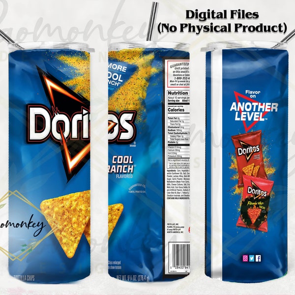 Dorito Bag Theme | Straight Skinny Tumbler 20 oz Sublimation Wrap | PNG Digital File | INSTANT DOWNLOAD