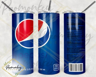 Pepsi Cola Can Straight Skinny Tumbler 20 oz Sublimation Wrap | PNG Digital File | INSTANT DOWNLOAD