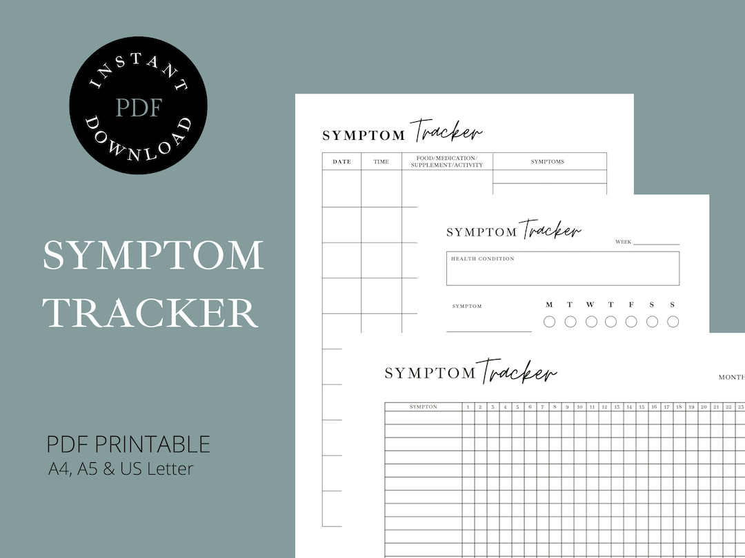 SYMPTOM TRACKER Pdf Printable Health Planner Habit - Etsy