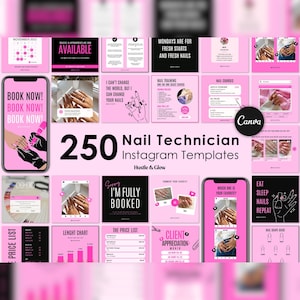 Nail Technician Instagram Posts, Matching Instagram Stories, Story Highlight Covers, Nail Tech Branding Kit, Canva Templates, Nail Flyers