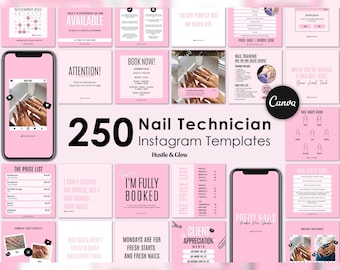 Nail Technician Instagram Posts, Matching Instagram Stories, Story Highlight Covers, Nail Tech Branding Kit, Canva Templates, Nail Flyers