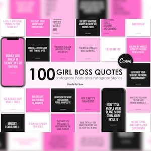 Girl Boss Instagram Quotes Templates, Inspirational Quotes, Motivational Quotes, Instagram Stories, Canva Templates