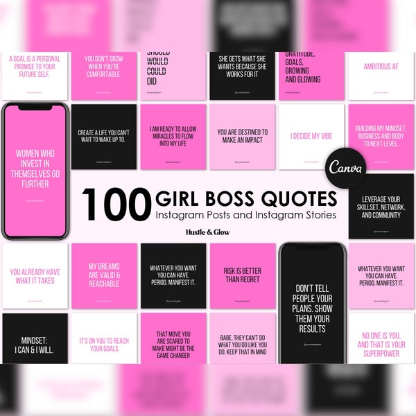 Girl Boss Instagram Quotes Templates, Inspirational Quotes, Motivational Quotes, Instagram Stories, Canva Templates