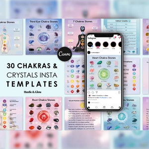 Chakras and Crystals Instagram Templates, Chakras Instagram Posts, Crystals Instagram Posts, Spiritual Instagram Posts