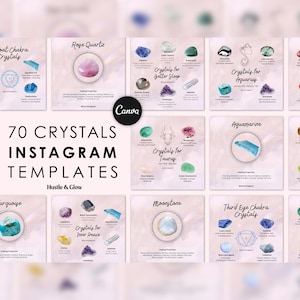 Crystals Instagram Templates, Crystals Instagram Posts, Crystal Templates, Crystals Social Media Posts, Spiritual Instagram Posts