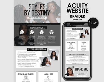 Black Hairstylist Acuity Scheduling Template | DIY Canva Braider Booking Website