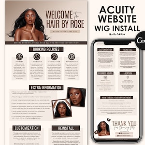 Acuity Scheduling Template for Hairstylist, Wig Install Acuity Website, DIY Acuity Website, Hair Template