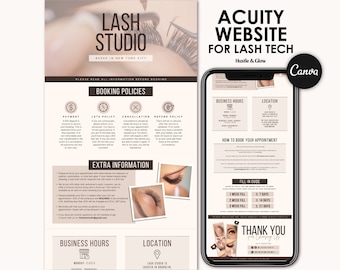 Lash Tech Acuity Scheduling Website Template | DIY Canva Booking Site