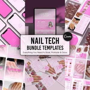 Nail Tech Template Bundle | Acuity Website, Instagram Story, Business Card, Price List & Flyers