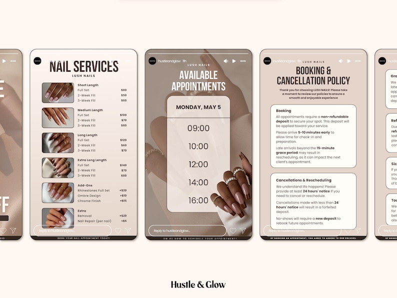 Nail Technician Acuity Scheduling Templates, Neutral Acuity Website, Nail Tech Booking website