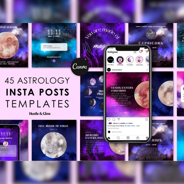 Astrology Social Media Posts, Astrology Instagram Templates, Mystic Social Media Templates, Spiritual Instagram Posts