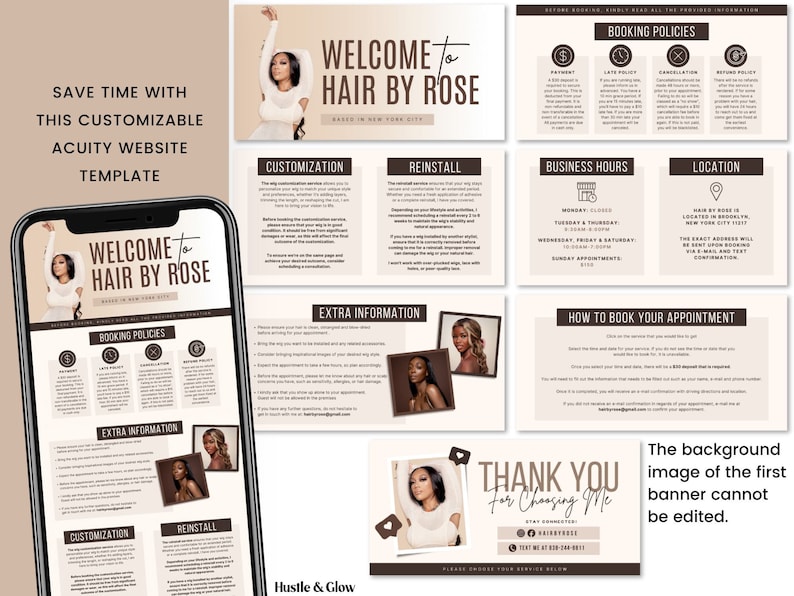 Acuity Scheduling Template for Wig Install, Hairstylist Acuity Website, DIY Acuity Website, Hair Template