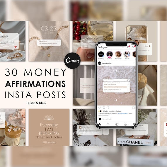 Money Affirmations Instagram Posts | Spiritual Social Media Templates