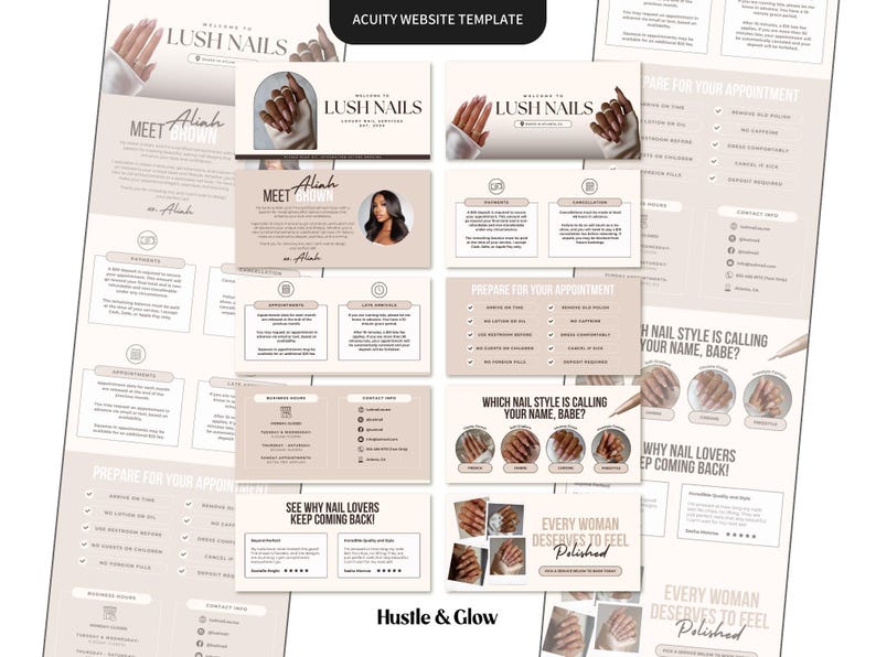 Nail Tech Template Bundle | Nail Acuity Website Template, Nail Instagram Story Templates, Nail Price List, Nail Flyers, Nail Business Card, Nail Story Highlight Covers