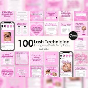 Peut inclure: Une collection de modèles de publications Instagram rose et blanc pour les techniciennes en extensions de cils. Les modèles présentent des textes tels que "But First, Lashes", "Retention Killers", "Client Appreciation", "Price List", "Lash Care", "Lash Training", "Comment Your Favorite!" et "This Week's Availability".