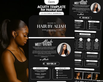 Black Hairstylist Acuity Scheduling Template | DIY Canva Booking Website
