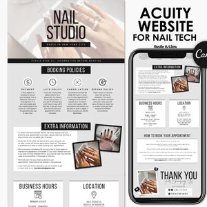 Gray Nail Tech Acuity Scheduling Website Template | DIY Canva Booking Site