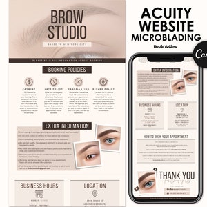 Acuity Scheduling Template for Microblading, Microblading Acuity Website, DIY Acuity Website, Microblading Template