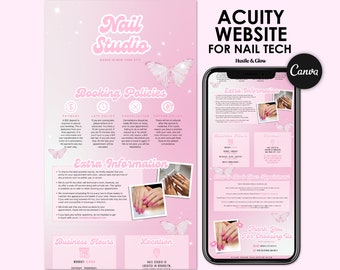 Pink Nail Tech Acuity Scheduling Website Template | DIY Canva Booking Site