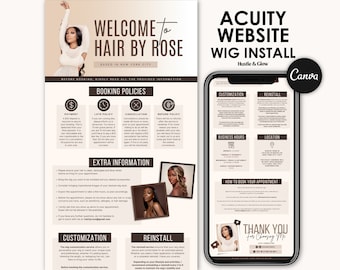 Acuity Scheduling Template for Hairstylist, Wig Install Acuity Website, DIY Acuity Website, Hair Template