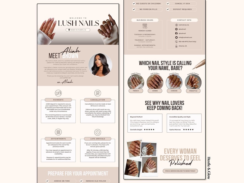 Nail Technician Acuity Scheduling Templates, Neutral Acuity Website, Nail Tech Booking website