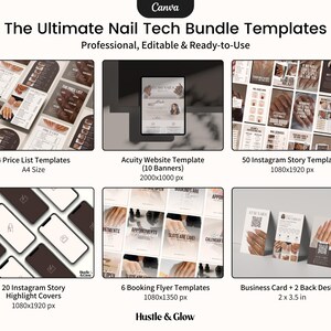 Nail Tech Template Bundle | Nail Acuity Website Template, Nail Instagram Story Templates, Nail Price List, Nail Flyers, Nail Business Card, Nail Story Highlight Covers