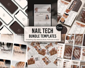 Nail Tech Template Bundle | Acuity Website, Instagram Story, Business Card, Price List & Flyers