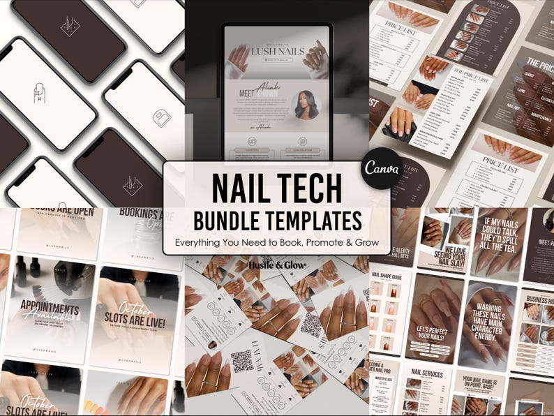 Nail Tech Template Bundle | Nail Acuity Website Template, Nail Instagram Story Templates, Nail Price List, Nail Flyers, Nail Business Card, Nail Story Highlight Covers