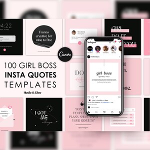100 Girl Boss Instagram Quotes Templates, Girl Boss Inspirational Quotes, Girl Boss Social Media Quotes